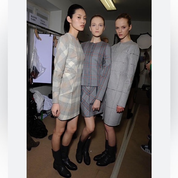 Jil Sander Cream Plaid Mini Dress - Picture 3 of 8